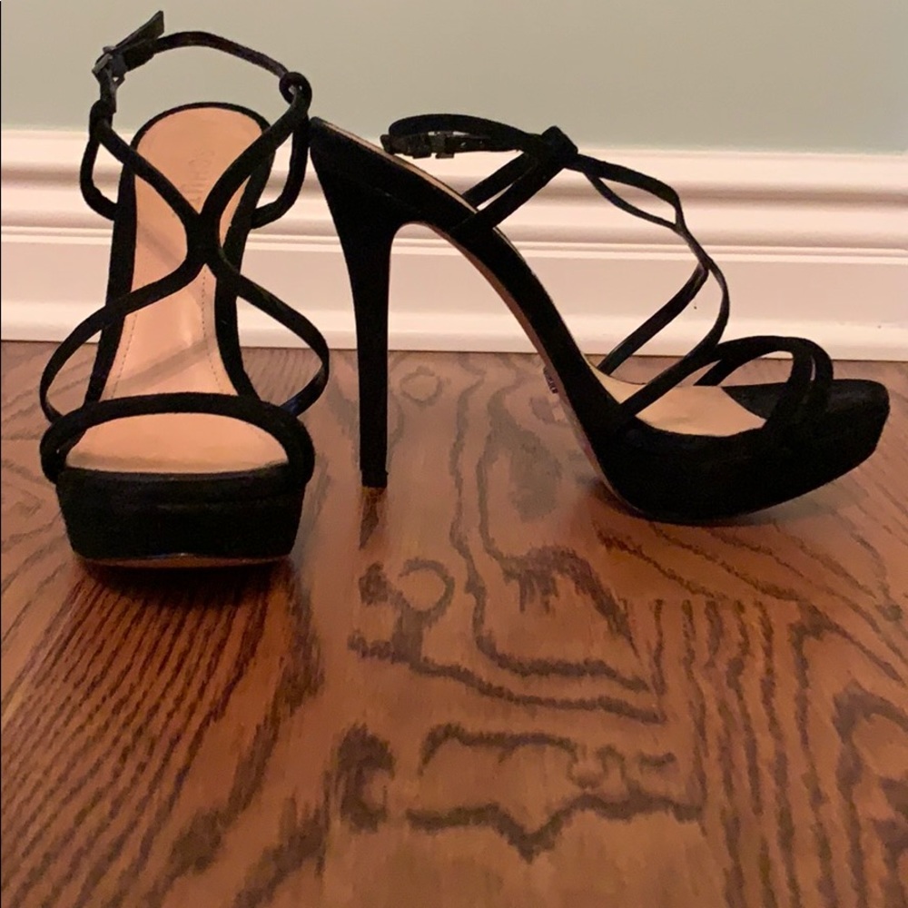 Schutz black strapy heels